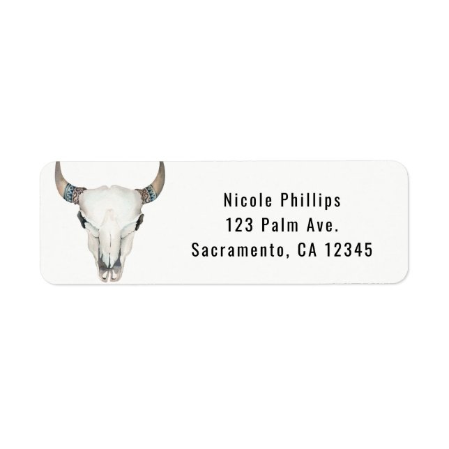 Rustic Boho Cow Crâne Personnalisé Fête Invitation (Devant)