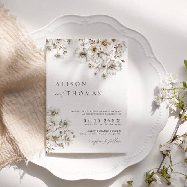 Rustic Boho Cream Floral Wedding Invitation (Creator Uploaded)