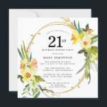 Rustic Boho Daffodil 21st Birthday Dinner Party Invitation<br><div class="desc">Beautiful spring floral arrangement features yellow and white daffodils decorating a rustic frame. The assorted greenery and daffodil stems give it modern Boho vibe. The back of the 21st birthday dinner invitation is bright sunny yellow. Perfect choice for a spring birthday party.</div>