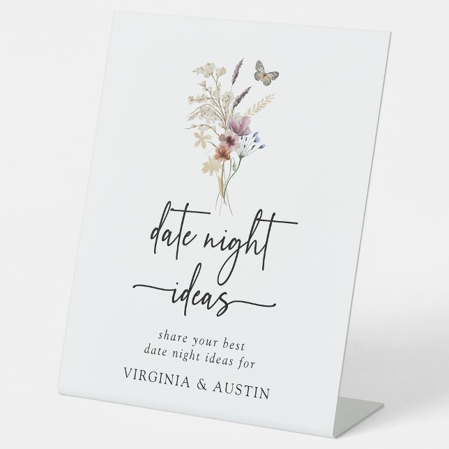 Rustic Boho Date Night Sign (Rustic Boho Floral Date Night Sign with Butterfly by Painted Paperie
)