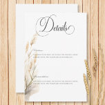 Rustic Boho Dried Tan Grass Wedding Details Enclosure Card<br><div class="desc">Embrace the bohemian spirit with our wedding design, a poetic blend of nature-inspired charm and free-spirited elegance. Against a pristine white canvas, a gentle watercolor spray of dried field grasses in soft tans and browns unfolds, capturing the essence of rustic simplicity and the untamed beauty of the great outdoors. This...</div>
