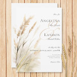 Rustic Boho Dried Tan Grass Wedding Invitation<br><div class="desc">Embrace the bohemian spirit with our wedding design, a poetic blend of nature-inspired charm and free-spirited elegance. Against a pristine white canvas, a gentle watercolor spray of dried field grasses in soft tans and browns unfolds, capturing the essence of rustic simplicity and the untamed beauty of the great outdoors. This...</div>