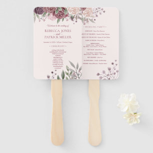 Rustic Boho Dusty Rose Pink Flowers Wedding  Hand  Hand Fan