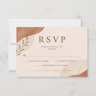 Rustic Boho Earthly Terracotta Wedding RSVP Card