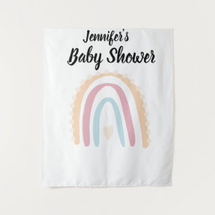 Rustic Boho Elegant Rainbow Baby Shower Backdrop  Tapestry