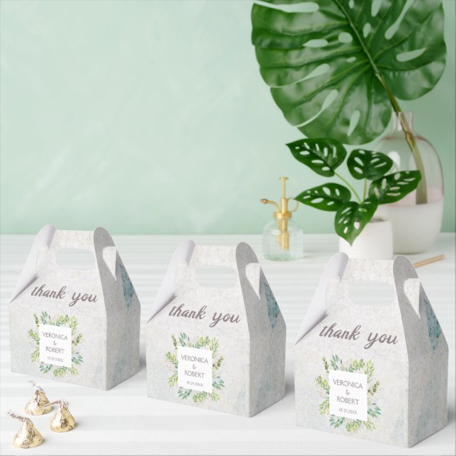 Rustic Boho Eucalyptus Greenery Wedding Thank You  Favor Box (Multiple)
