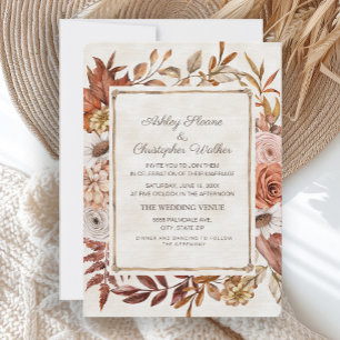 Rustic Boho Fall Autumn Floral Wedding Invitation