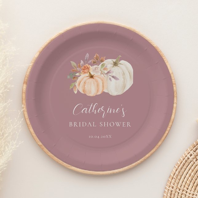 Rustic Boho Fall Floral Pumpkin Bridal Shower Paper Plate (Creator Uploaded)