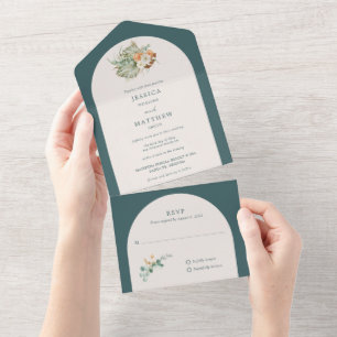 Rustic Boho Fall Flowers Autumn Wedding  All In One Invitation