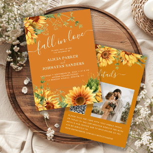 Rustic boho Fall in Love photo wedding Invitation