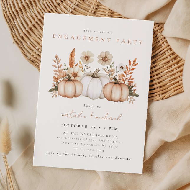 Rustic Boho Fall Pumpkin Engagement Party Invitation (Creator Uploaded)