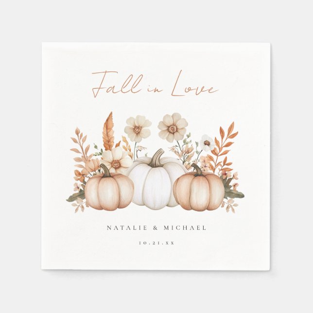 Rustic Boho Fall Pumpkin Wedding Napkin (Front)
