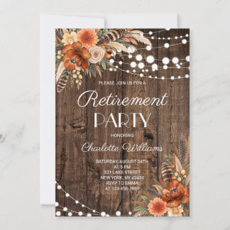 Rustic Boho Fall Retirement Party Invitation
