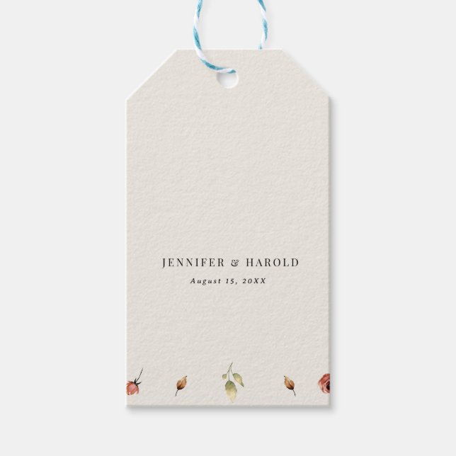 Rustic Boho Fall Wildflowers Wedding or Engagement Gift Tags (Front)