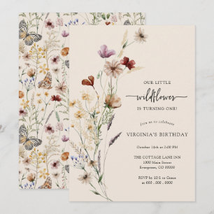 Rustic Boho Fleur sauvage Invitation d'anniversair