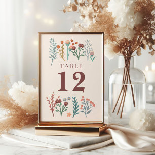 Rustic Boho Fleur sauvage numéros de table des Mar