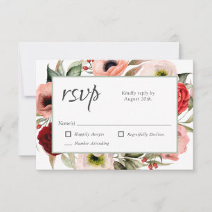 Rustic Boho Floral and Burgundy Wedding RSVP