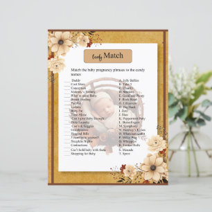 Rustic Boho Floral Baby Shower Candy Match Game