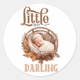 Rustic Boho Floral Baby Shower Classic Round Sticker