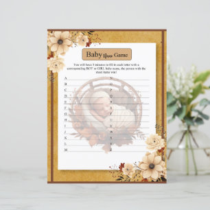 Rustic Boho Floral Baby Shower Name Game
