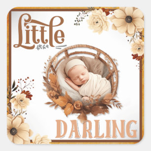 Rustic Boho Floral Baby Shower  Square Sticker
