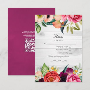 Rustic Boho Floral Bohemian QR Code RSVP Wedding