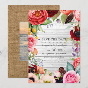 Rustic Boho Floral Bohemian Wedding Photo Save The Date