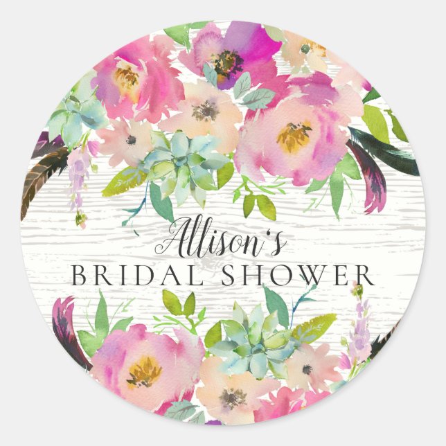 Rustic Boho Floral Bridal Shower Envelope Seal (Front)