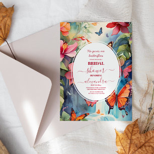 Rustic Boho Floral Butterflies Bridal Shower Invitation