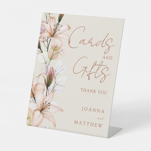 Rustic Boho Floral Cards And Gifts Pedestal Sign (Front)