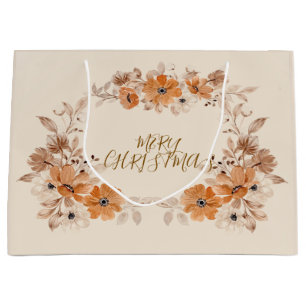 Rustic Boho Floral Christmas Large Gift Bag