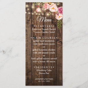Rustic Boho Floral Country Wedding Menu