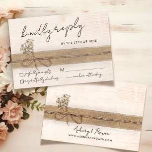 Rustic Boho Floral Eco Wood Wildflower Wedding RSVP Card