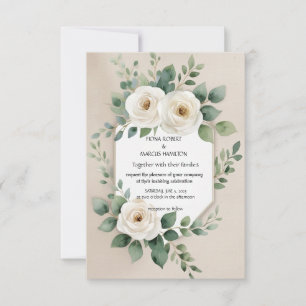 Rustic Boho Floral Elegant White Roses Save The Date