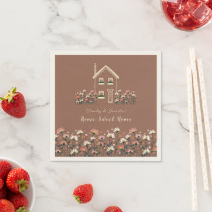 Rustic Boho Floral Fall Housewarming Party Napkin