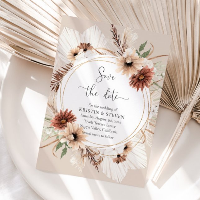 Rustic Boho Floral Frame Save The Date Invitation (Creator Uploaded)