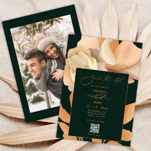 Rustic Boho Floral Green Save the date Invitation