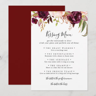 Rustic Boho Floral Mariage Kissing Menu Carte de j