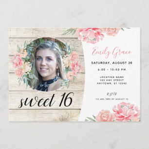 Rustic Boho Floral Sweet 16 Invitation d'anniversa