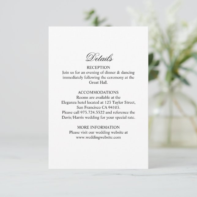 Rustic Boho Floral Wedding Enclosure Cards Details (Standing Front)