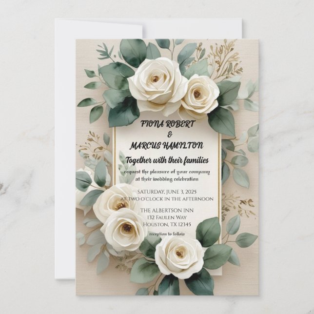 Rustic Boho Floral Wedding Invitation  (Front)