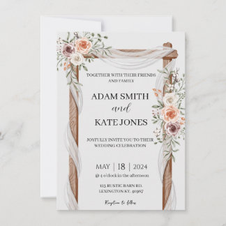 Rustic Boho Floral Wedding Invitation