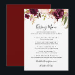 Rustic Boho Floral Wedding Kissing Menu Game Card<br><div class="desc">This rustic boho floral wedding kissing menu game card is perfect for a modern wedding reception. The design features pink,  purple,  red,  and burgundy watercolor peonies clustered into elegant bouquets with green foliage,  inspiring natural beauty.</div>