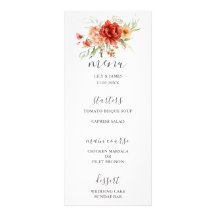 Rustic Boho Floral Wedding Menu