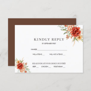 Rustic Boho Floral Wedding RSVP Invitation 