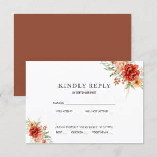 Rustic Boho Floral Wedding RSVP Invitation