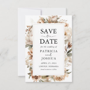 Rustic Boho Floral Wedding Save The Date Card