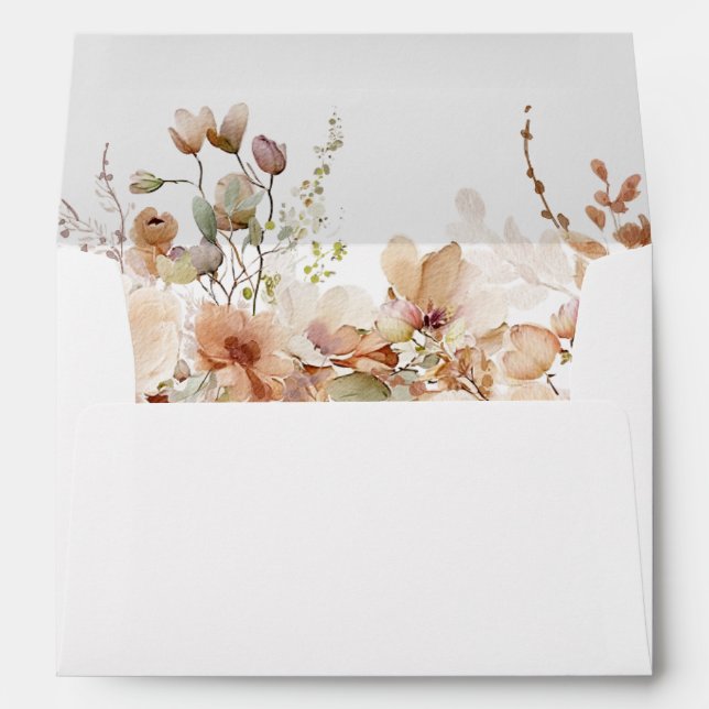Rustic Boho Garden Flowers Wedding  Envelope (Back (Bottom))