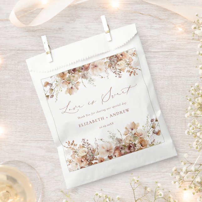 Rustic Boho Garden Flowers Wedding  Favour Bag (Clipped)