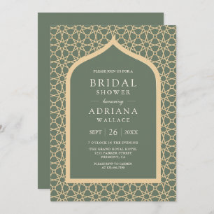 Rustic Boho Lattice Arch Sage Green Bridal Shower Invitation